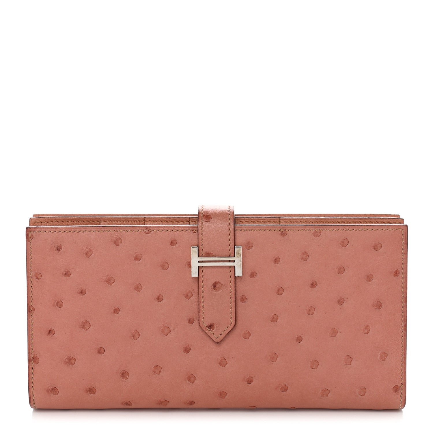 Hermes Hermes Ostrich Bearn Gusset Wallet Terre Cuite