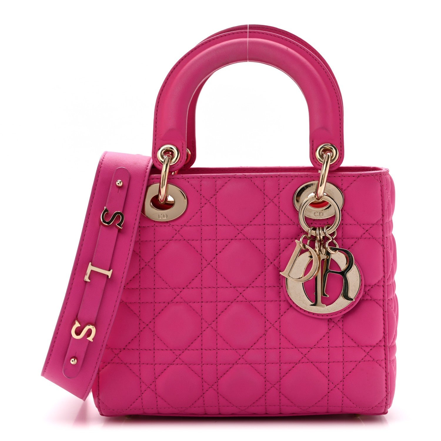 Christian Dior Lambskin Cannage Small My ABCDior Lady Dior Fuchsia