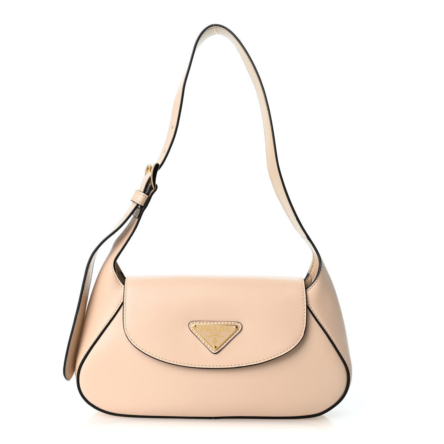 Prada Prada City Calf Flap Shoulder Bag Travertino