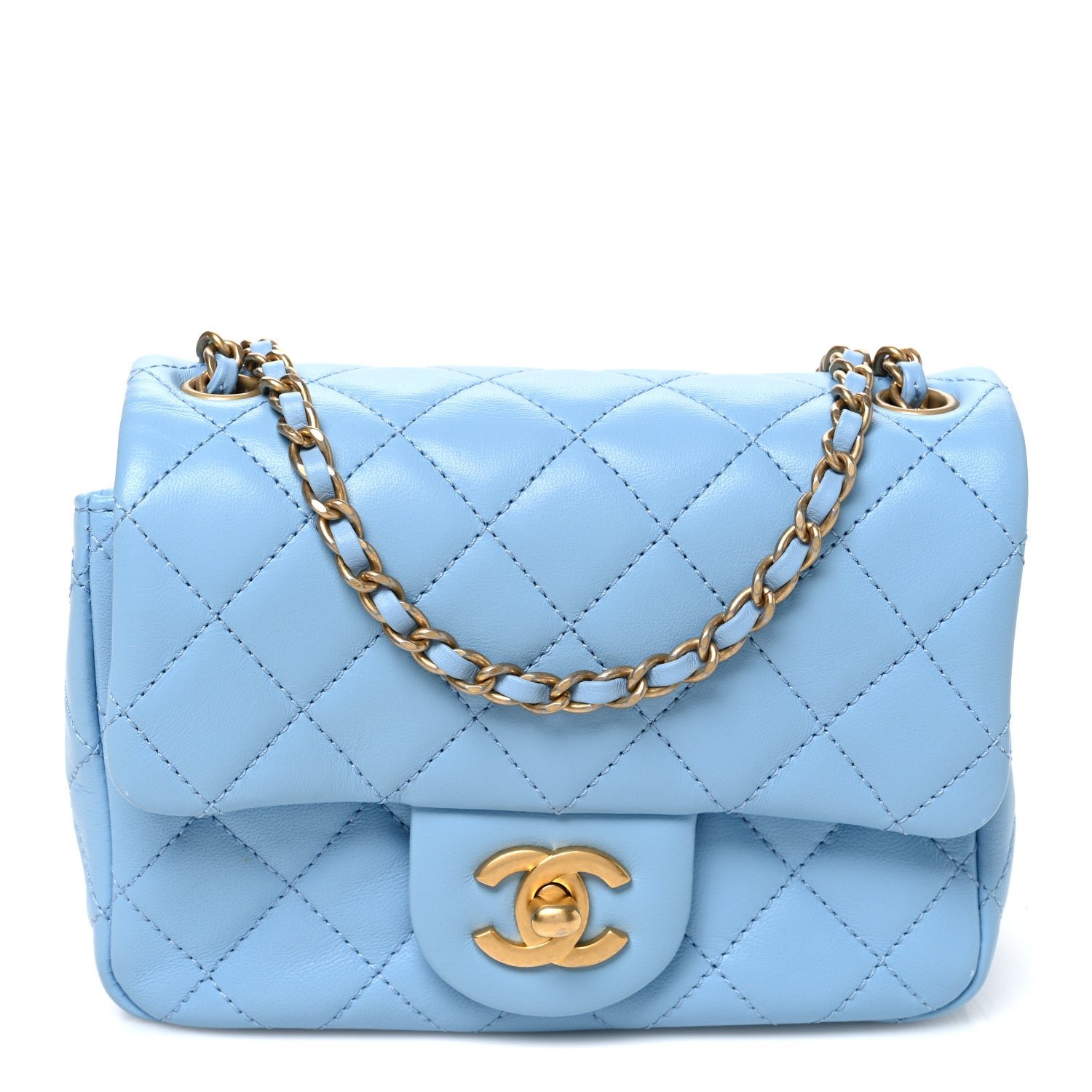 Chanel Lambskin Quilted Mini Pearl Crush Flap Light Blue