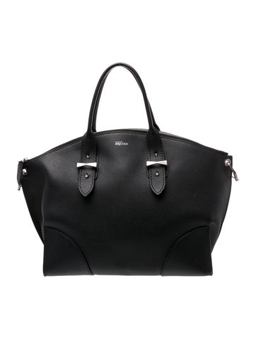 Alexander McQueen Leather Black Pebbled Leather Legend Tote Bag Medium