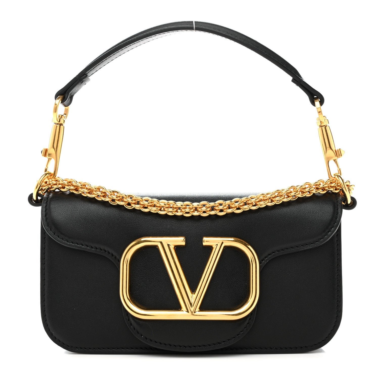 Valentino Garavani Calfskin Vlogo Small Loco Shoulder Bag Black