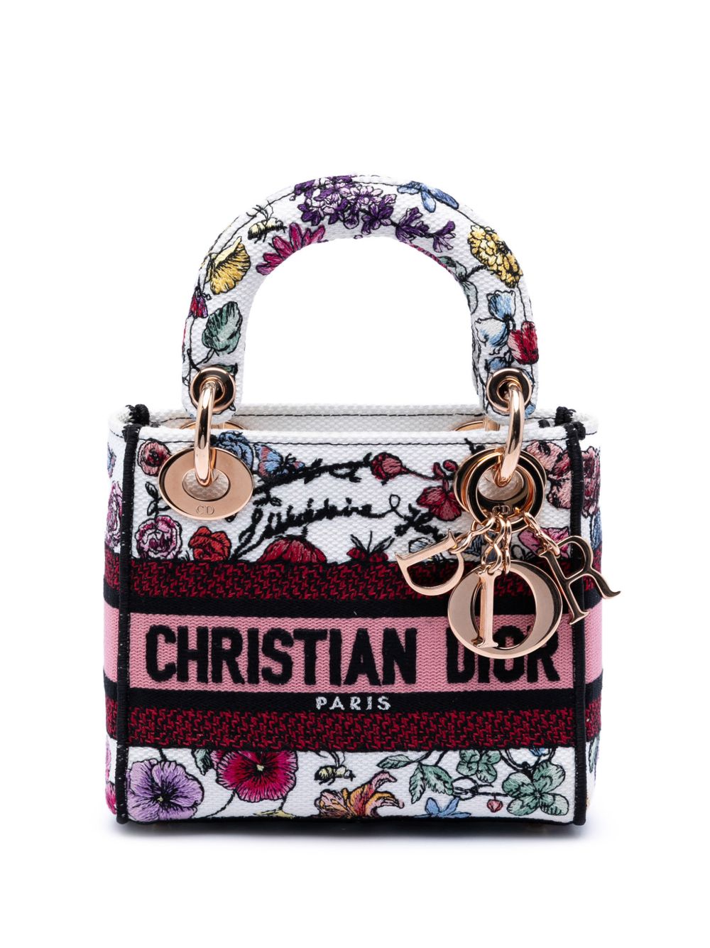 Dior 2023 Mini Embroidered Canvas Florilegio Lady D Lite satchel