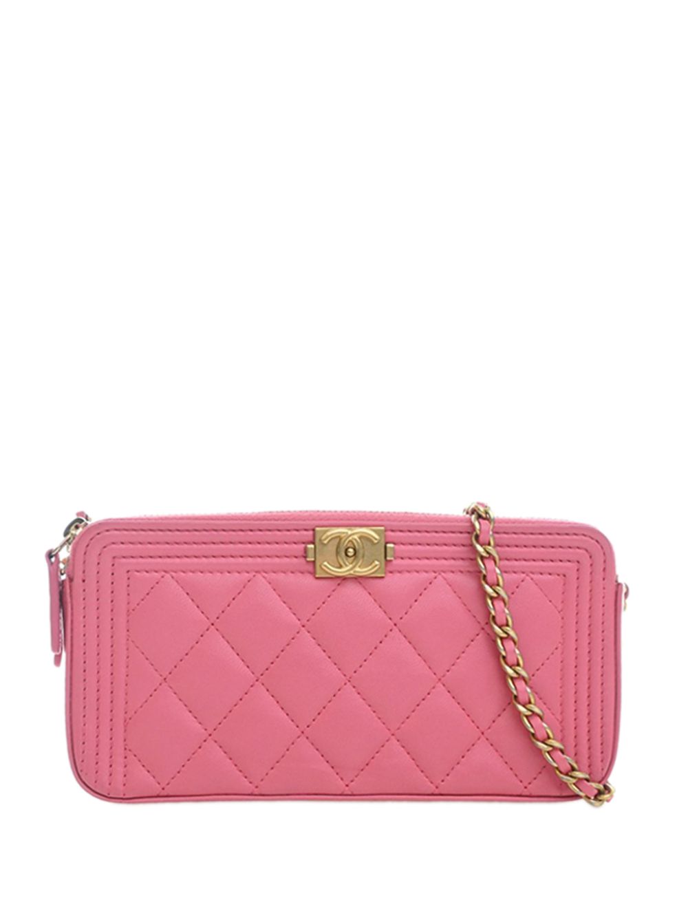 2016-2017 Quilted Lambskin Boy Double Zip Wallet On Chain crossbody bag