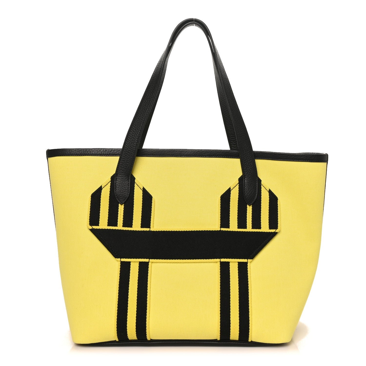 Hermes Militaire Canvas Taurillon Clemence  Wooly Wooly Pursangle MM Tote Jaune Black