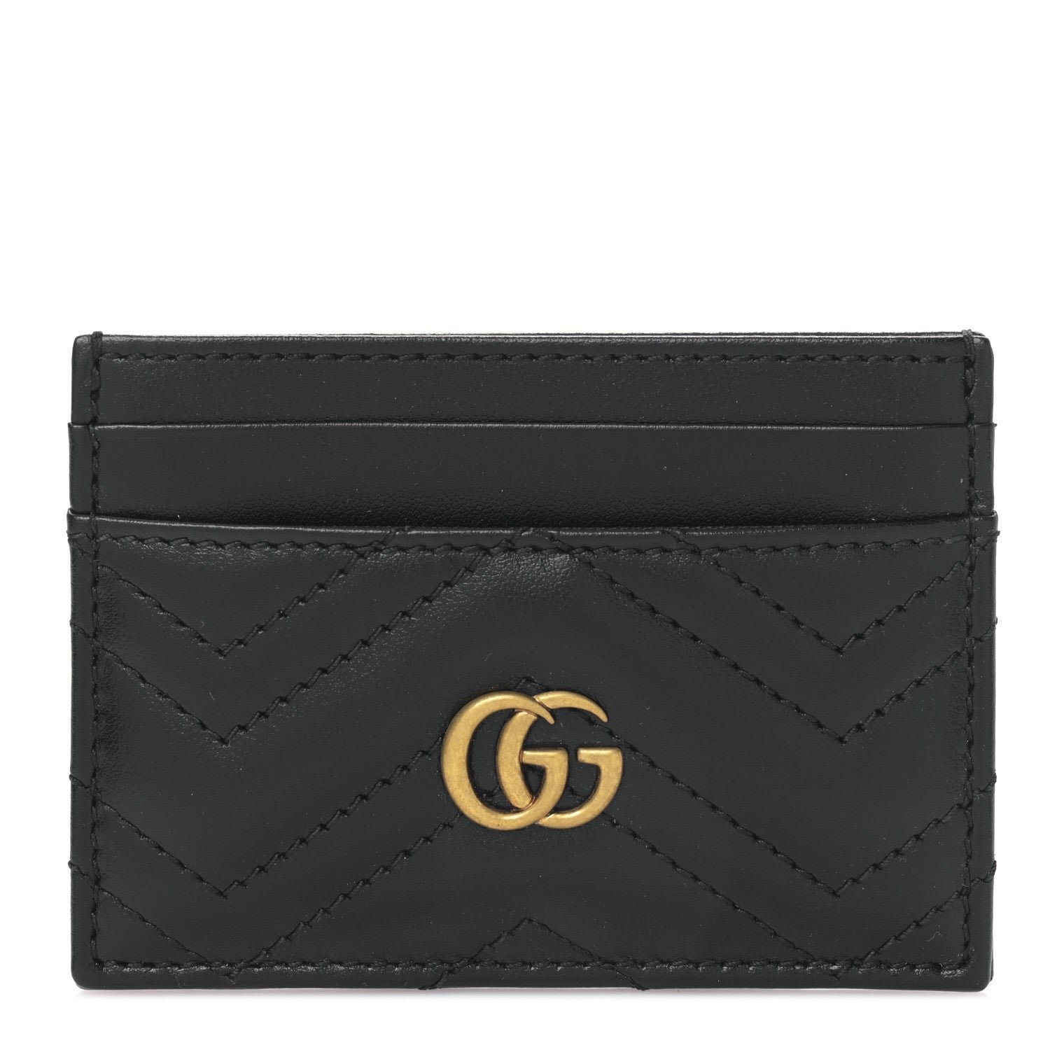 Gucci Calfskin Matelasse GG Marmont Card Holder Black