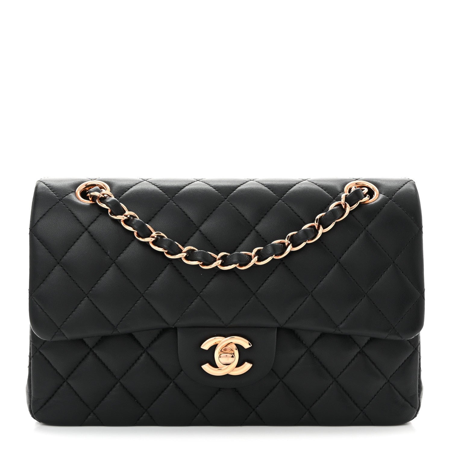 Chanel Lambskin Quilted Small Double Flap Black