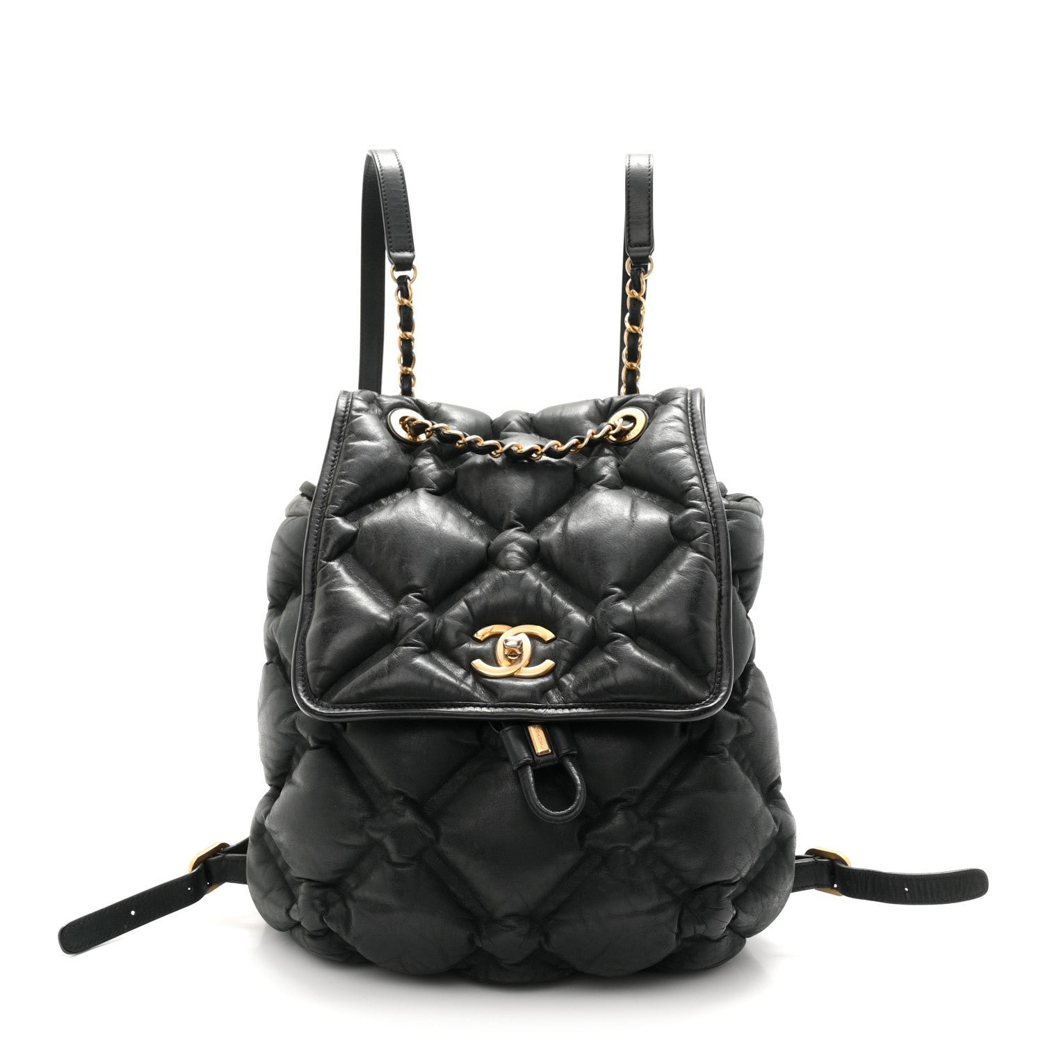 Chanel Iridescent Calfskin Quilted Chesterfield Backpack Black