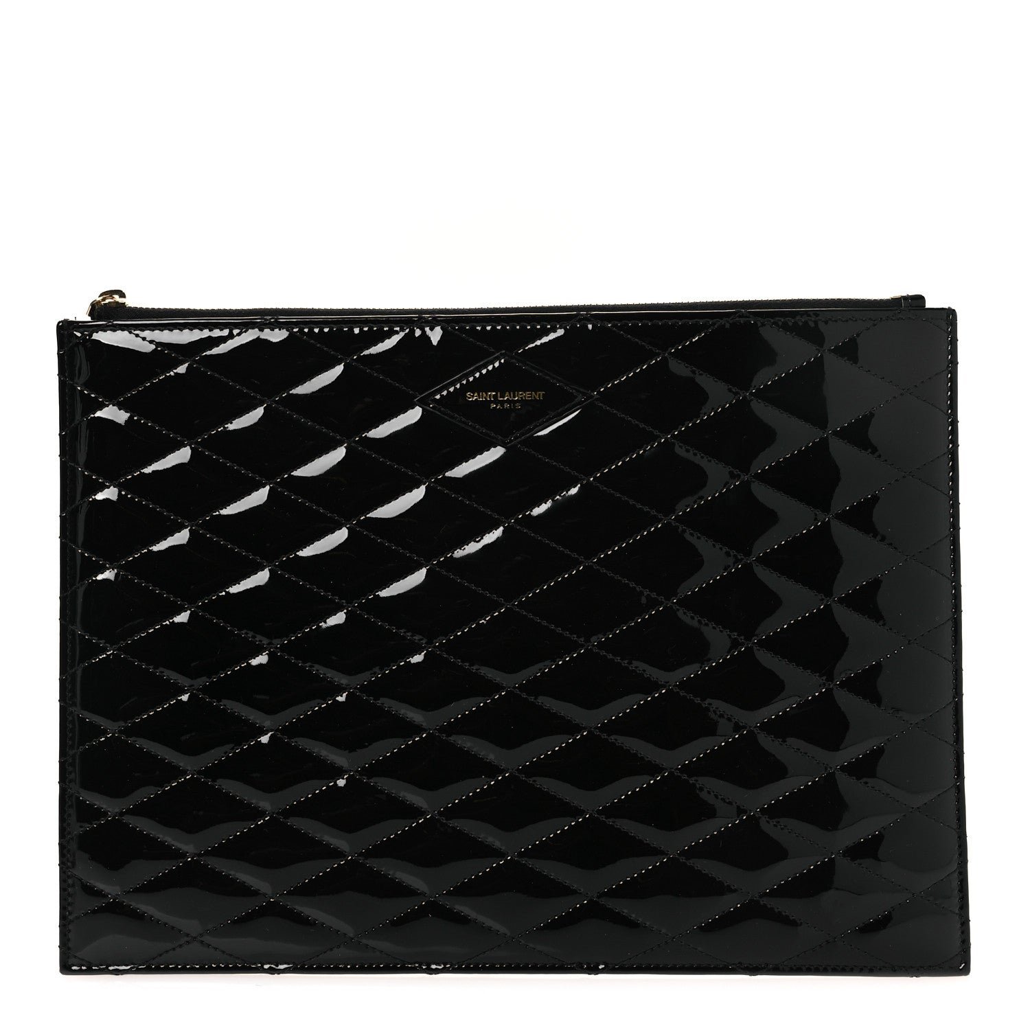 Saint Laurent Patent Quilted iPad Case Black