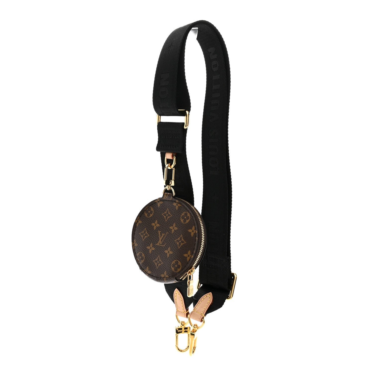 Louis Vuitton Nylon Monogram Strap with Coin Purse Black Black