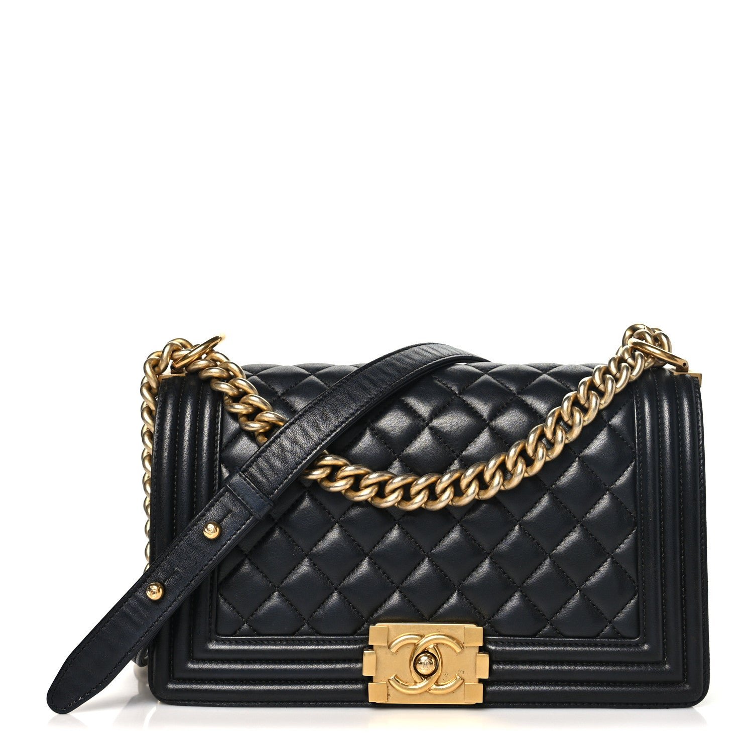 Chanel Lambskin Quilted Medium Boy Flap Black