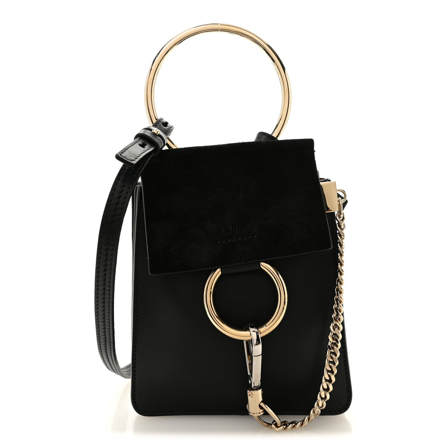 Chloe Suede Calfskin Mini Faye Bracelet Bag Black