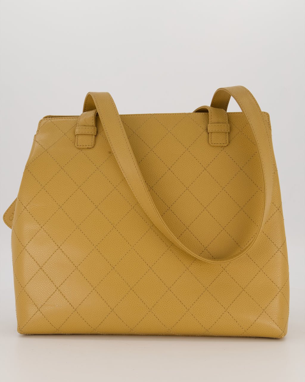 Chanel Beige Wild Stitch Quilted Tote Bag in Caviar Leather with Gold Hardware