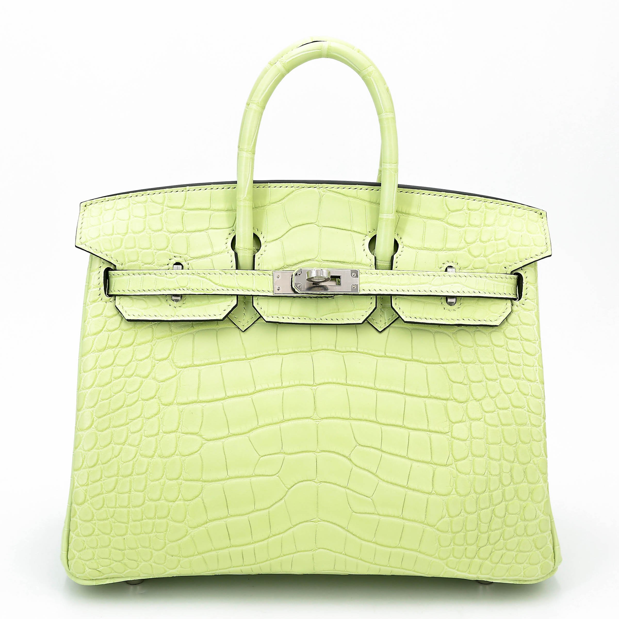 Unused ( Rank NS ) HERMÈS Birkin 25 Jaune Bourgeon (R9) Matte Alligator Palladium hardware B (2023)
