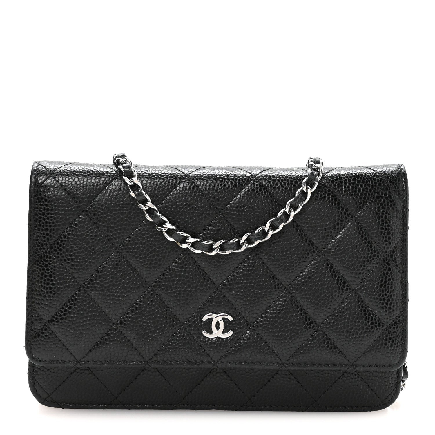 Caviar Quilted Wallet on Chain WOC Black