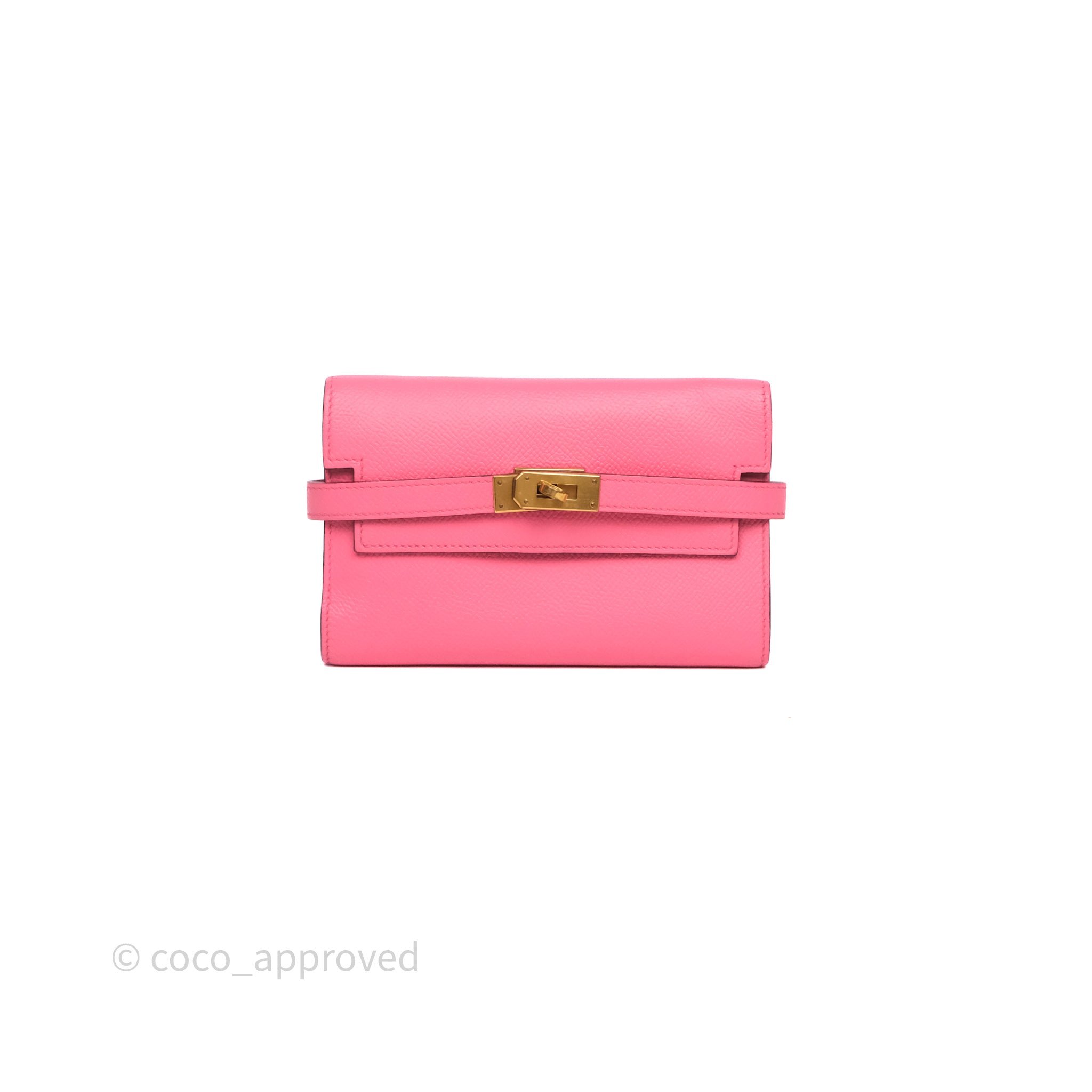 Hermès Kelly Depliant Medium Wallet Rose Epsom Gold Hardware