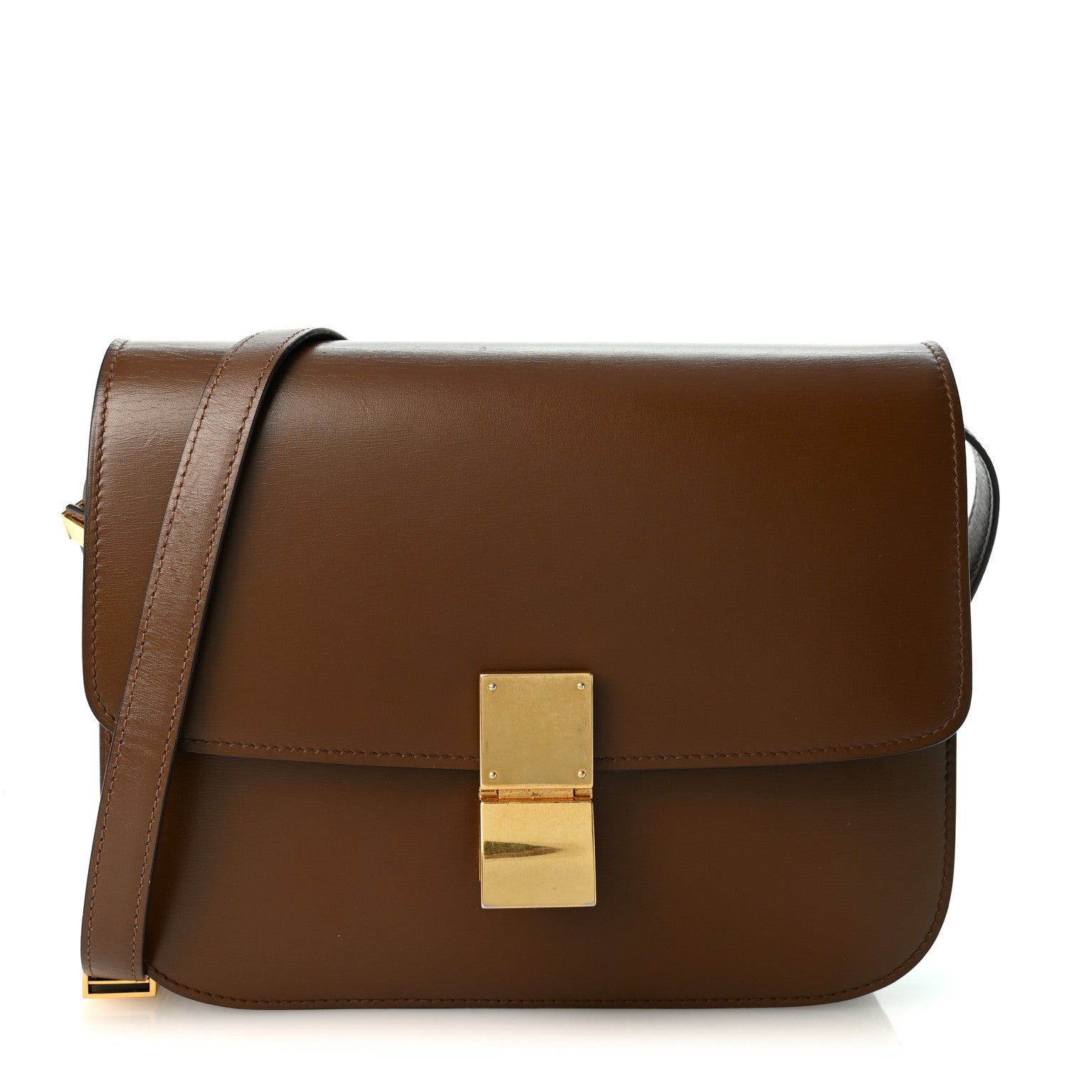 Celine Box Calfskin Medium Classic Box Flap Bag Camel
