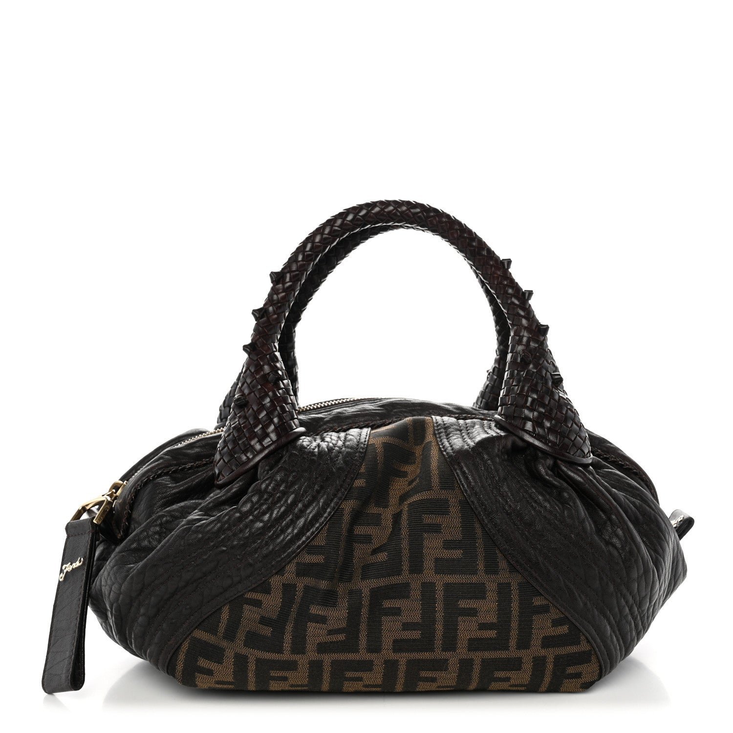 Fendi Zucca Nappa Nuvolata Vitello Tortuga Spy Bowler Tobacco Moro