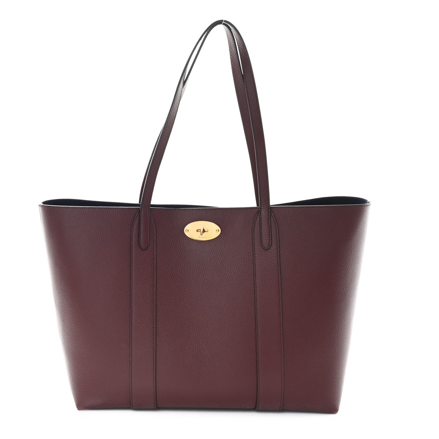 Mulberry Small Classic Grain Bayswater Tote Burgundy Oxford Blue