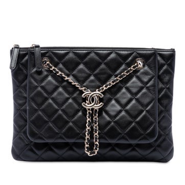 CC Quilted Lambskin Double Zip Crossbody