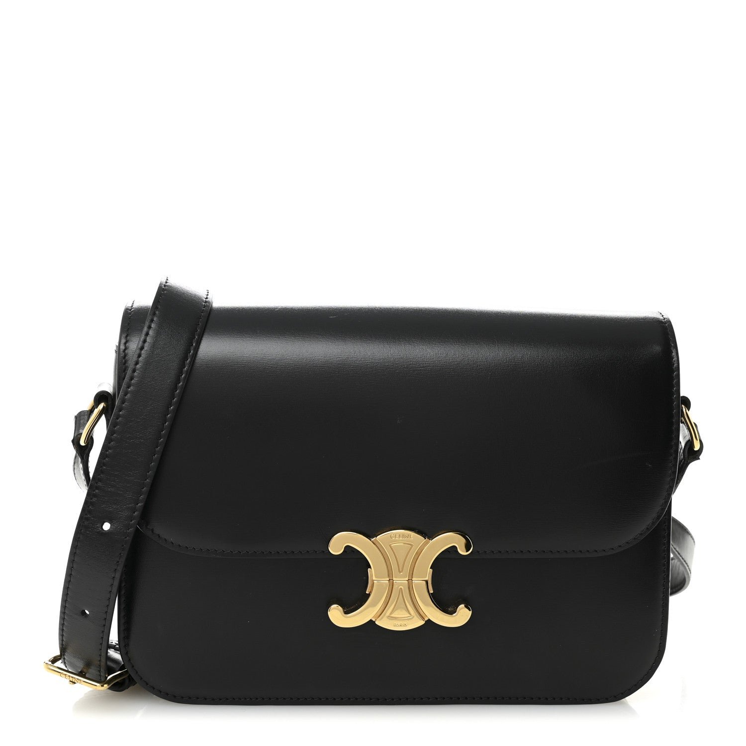 Celine Shiny Calfskin Medium Triomphe Black