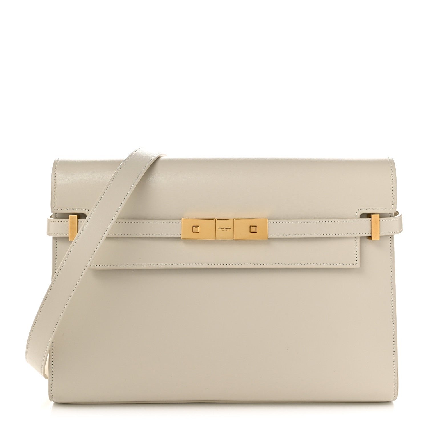 Saint Laurent Smooth Calfskin Manhattan Shoulder Bag Crema Soft