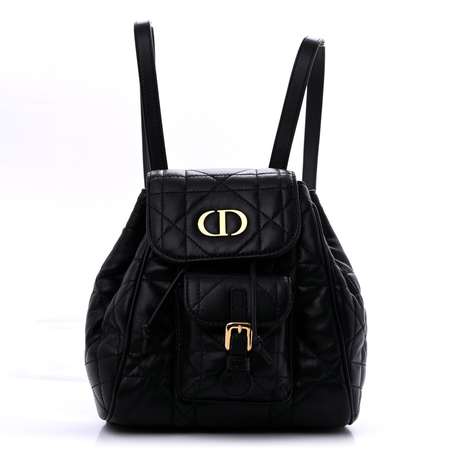 Christian Dior Lambskin Macrocannage Small Caro Backpack Black