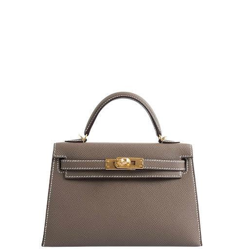 Hermes Hermès Kelly 20 Mini II Sellier Etoupe Epsom Gold Hardware