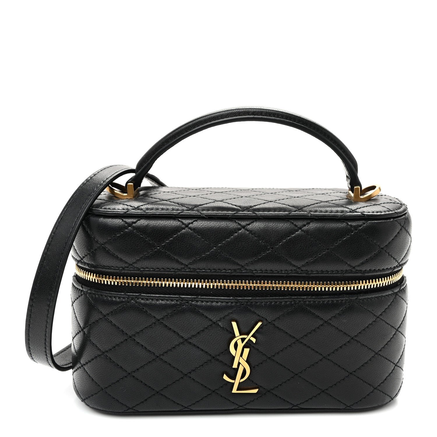 Saint Laurent Lambskin Quilted Mini Gaby Vanity Case Black