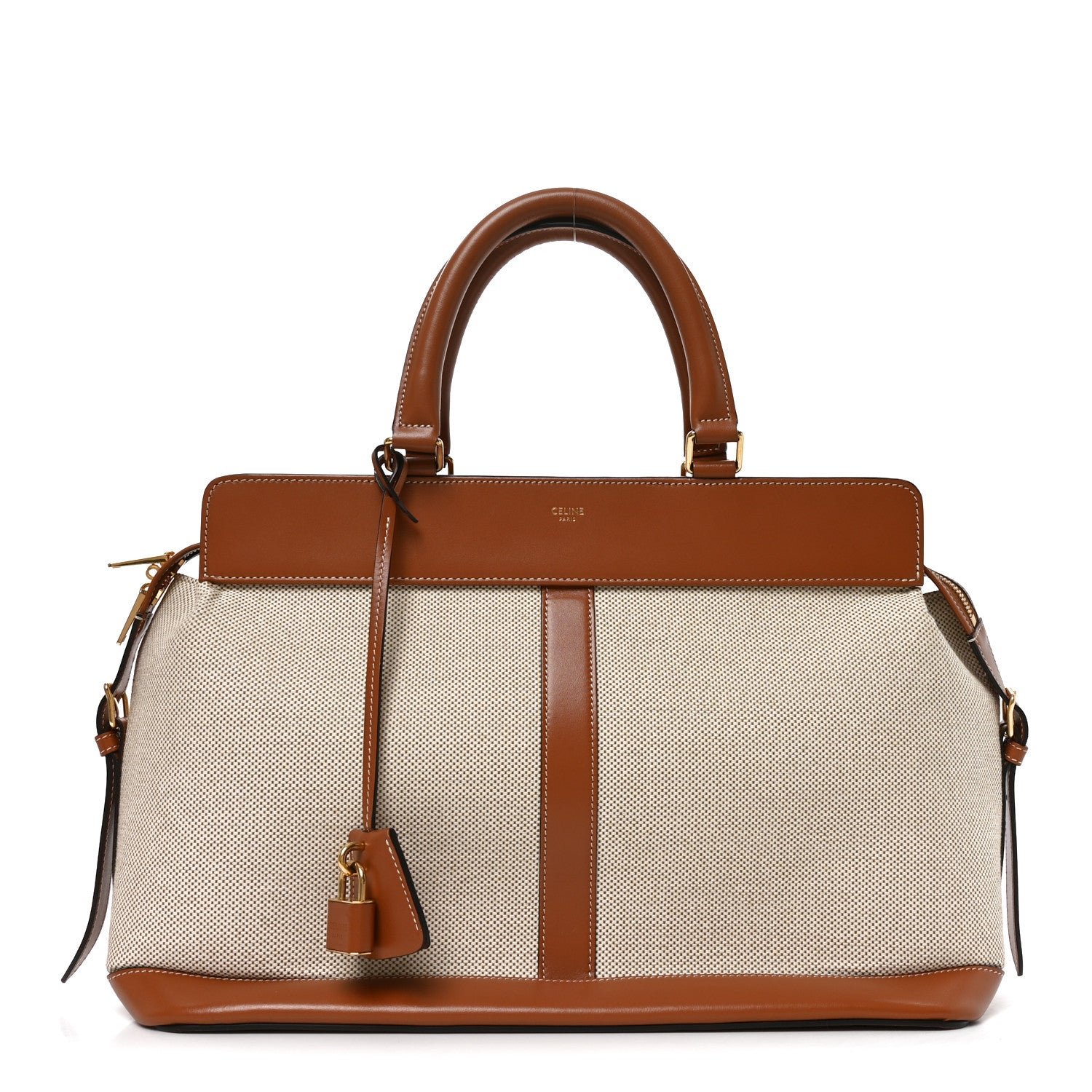 Celine Celine Grained Calfskin Medium Cabas De France Natural Tan