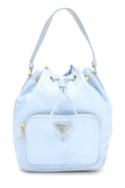 Prada Blue Tessuto Nylon Duet Bucket Bag Mini