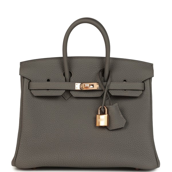 Hermes Pre-owned Hermes Birkin 25 Etain Togo Rose Gold Hardware