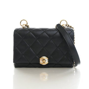 Lambskin Pearl CC Accordion Flap Bag Mini