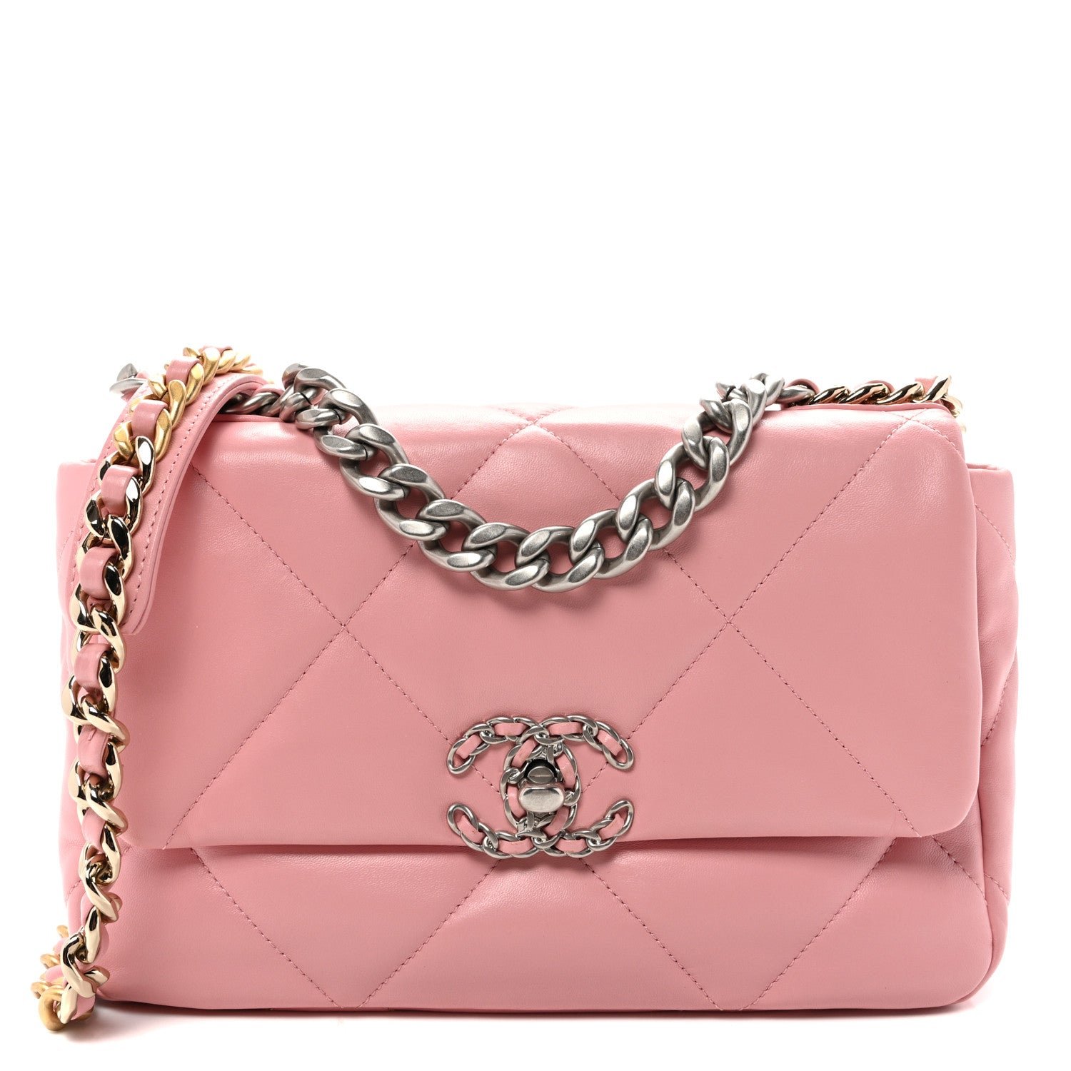 Chanel Lambskin Quilted Medium Chanel 19 Flap Light Pink