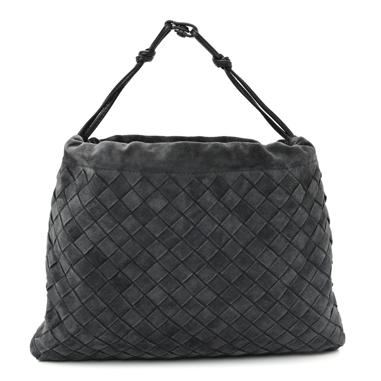 Bottega Veneta Suede Calfskin Intrecciato Medium Dustbag Grey