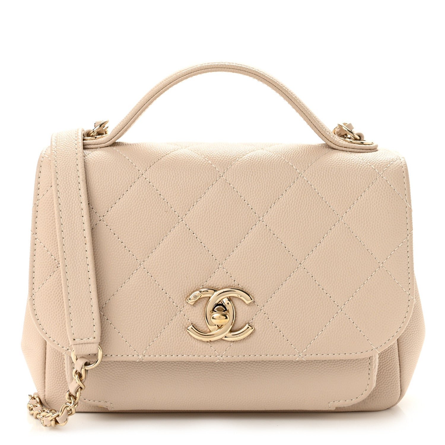 Chanel Caviar Quilted Small Business Affinity Flap Beige