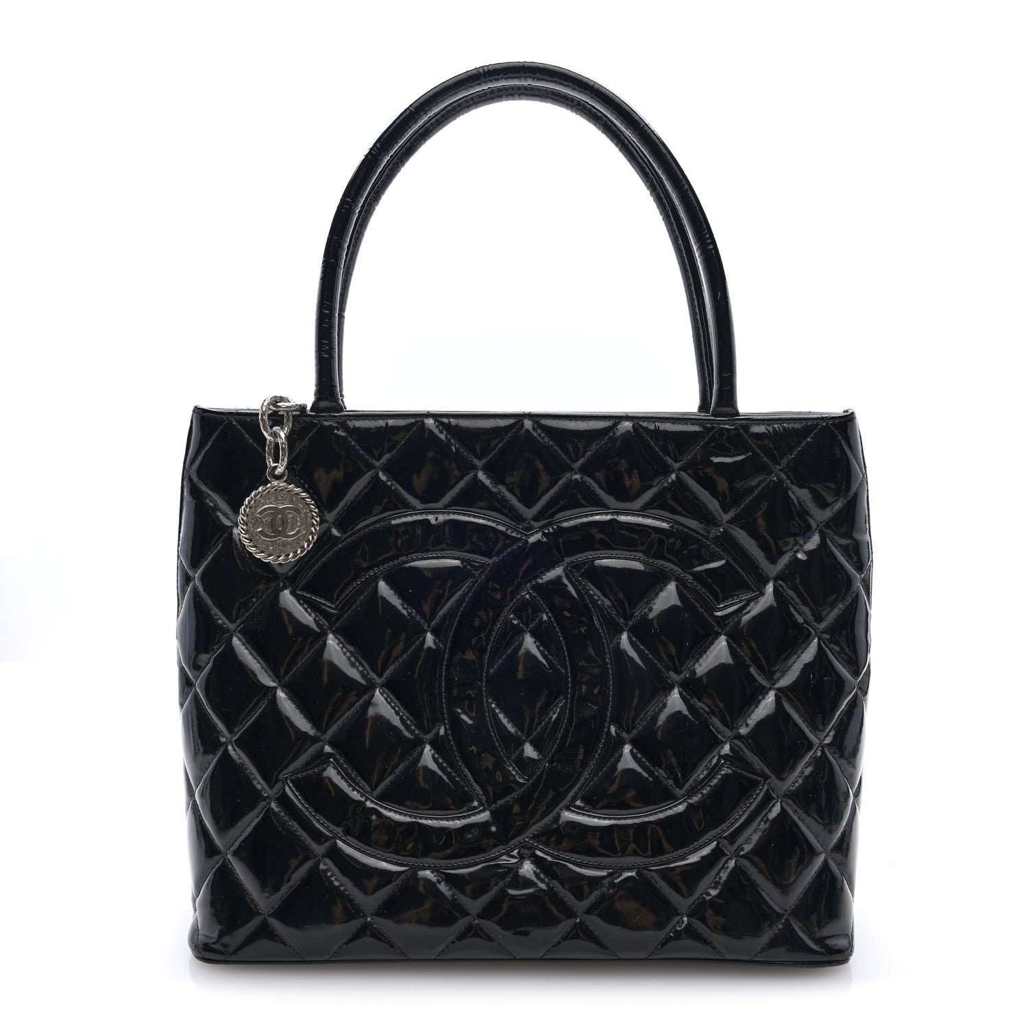Chanel Patent Medallion Tote Black