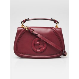 Gucci Dark Red Leather Medium Blondie Top Handle Shoulder Bag