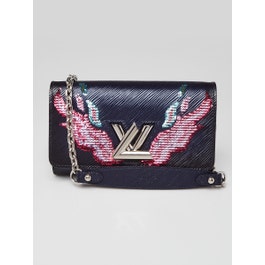 Louis Vuitton Louis Vuitton Blue Nuit Epi Leather Flame Sequins Twist Wallet On Chain Bag