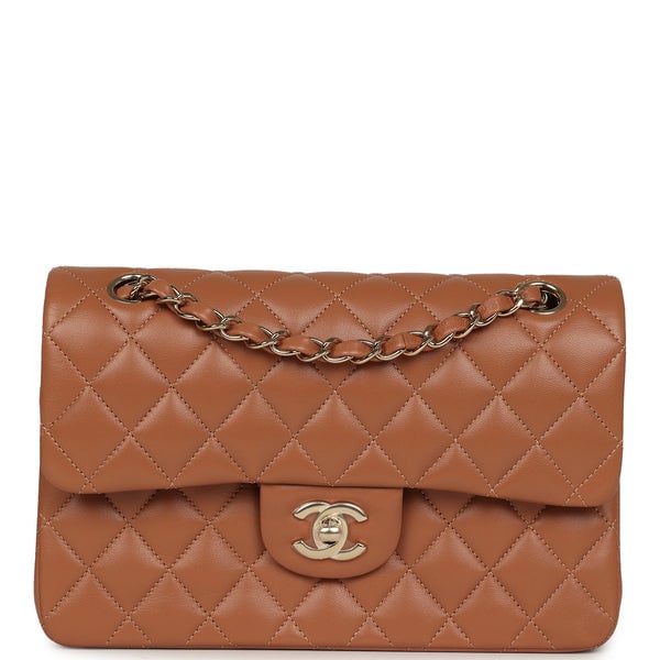 Chanel Small Classic Double Flap Bag Caramel Lambskin Light Gold Hardware