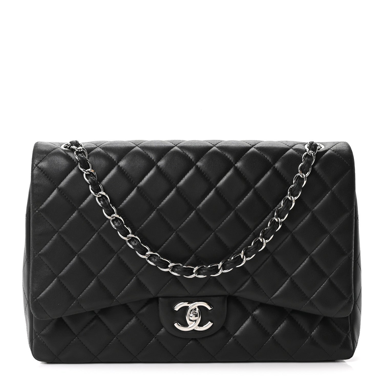 Chanel Lambskin Quilted Maxi Double Flap Black