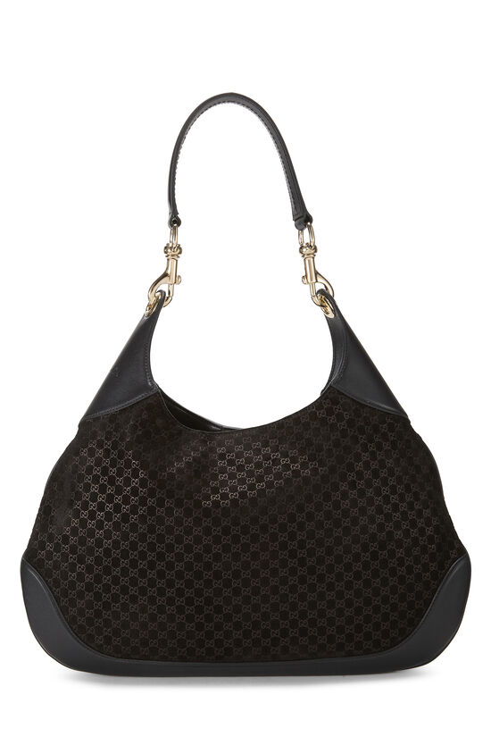 Gucci Black GG Suede Shoulder Bag Medium