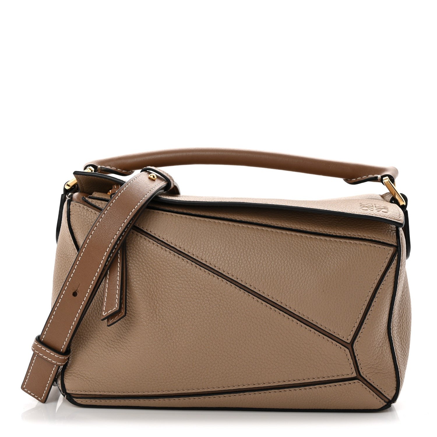 Loewe Grained Calfskin Small Puzzle Bag Sand Mink