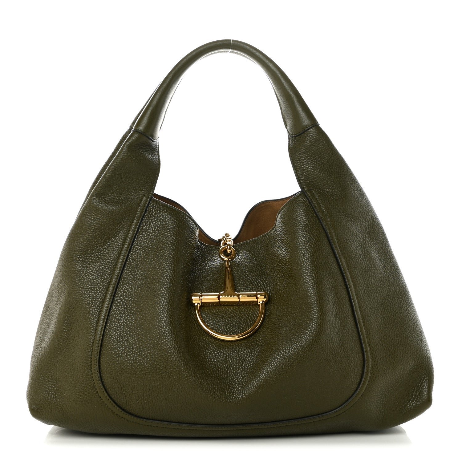 Gucci Grained Calfskin Softbit Maxi Shoulder Bag Forest Green