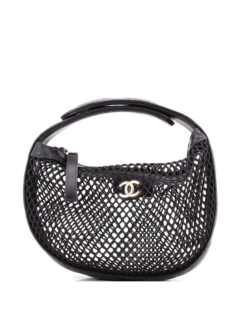 CC Pouch Bag Mesh with Quilted Leather hobo bag