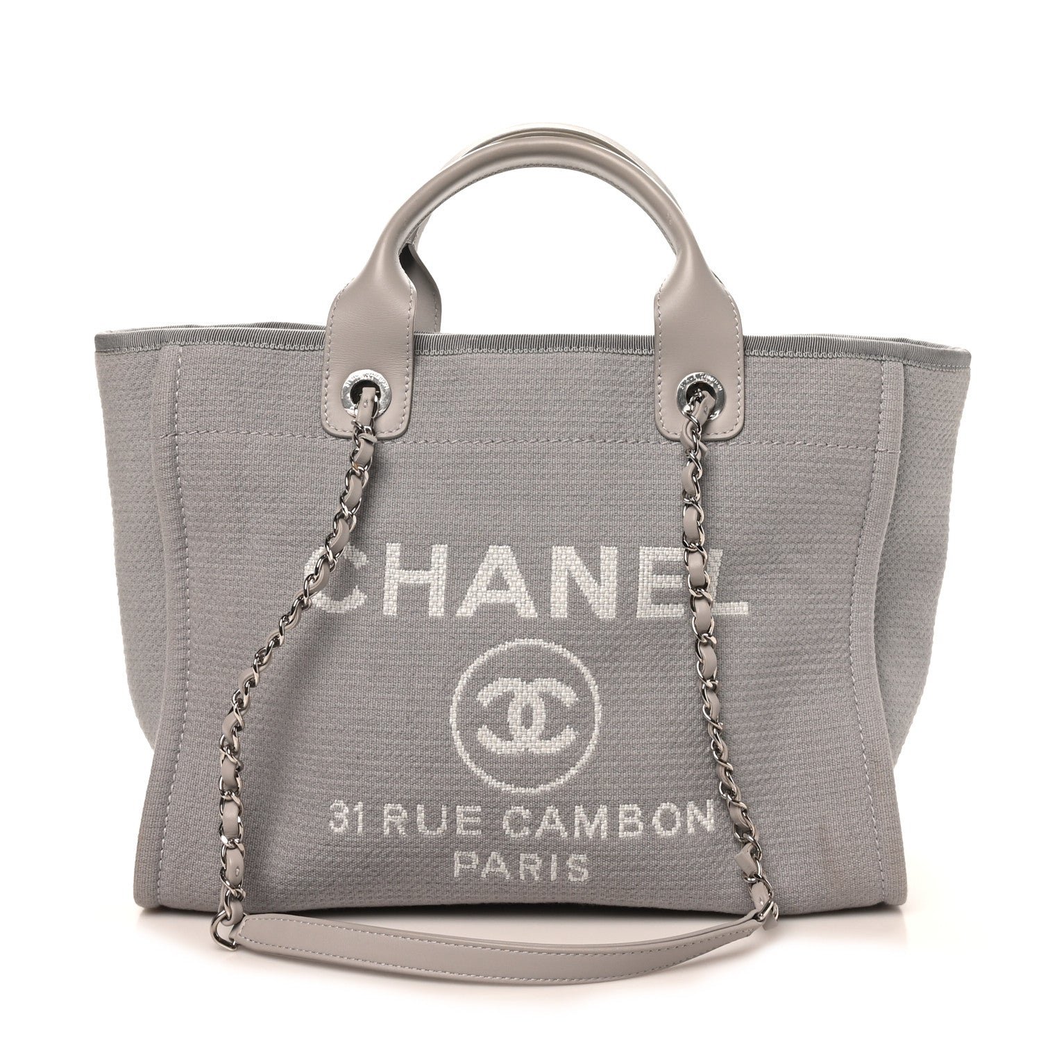 Chanel Mixed Fibers Small Deauville Tote Light Grey