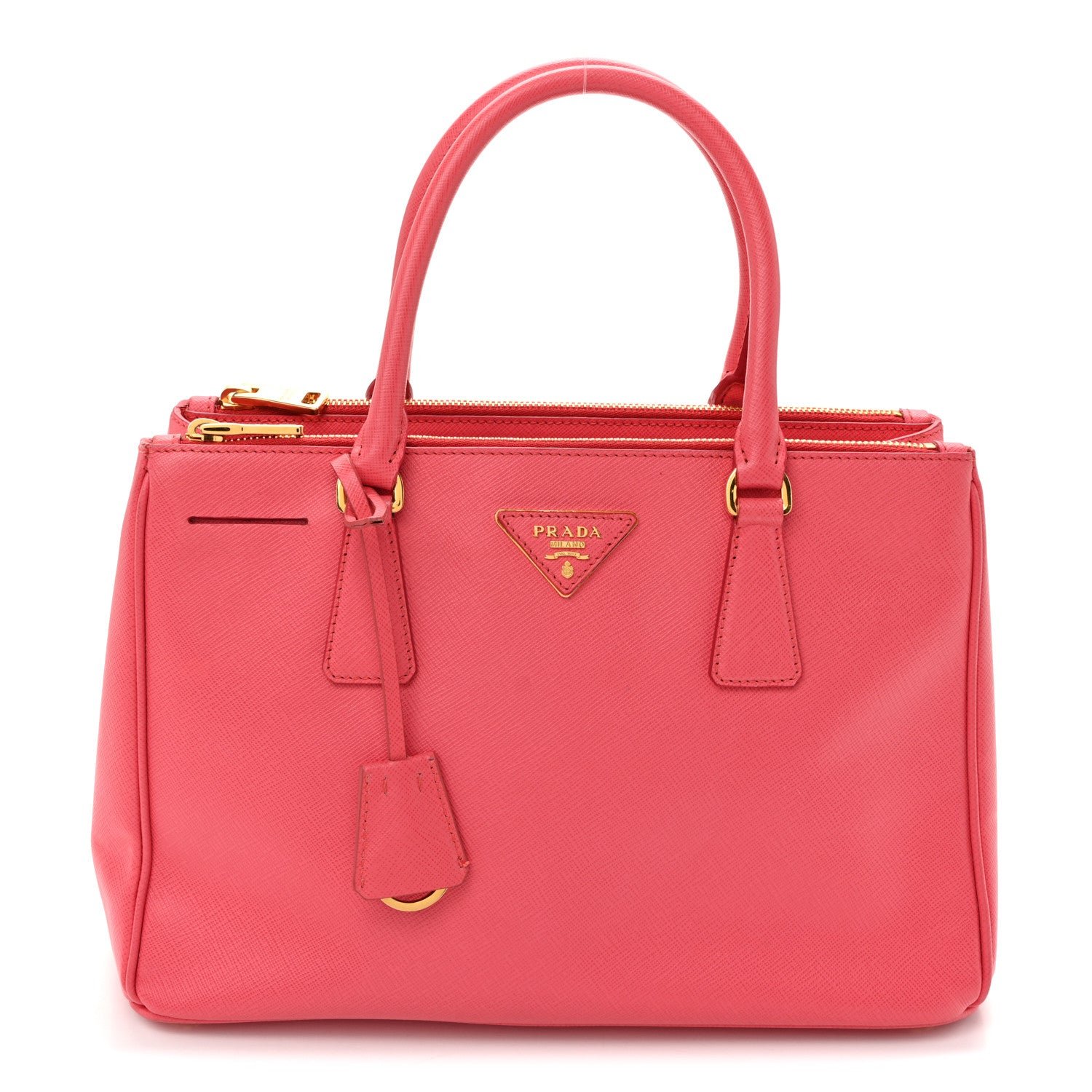 Prada Saffiano Small Galleria Double Zip Tote Peonia