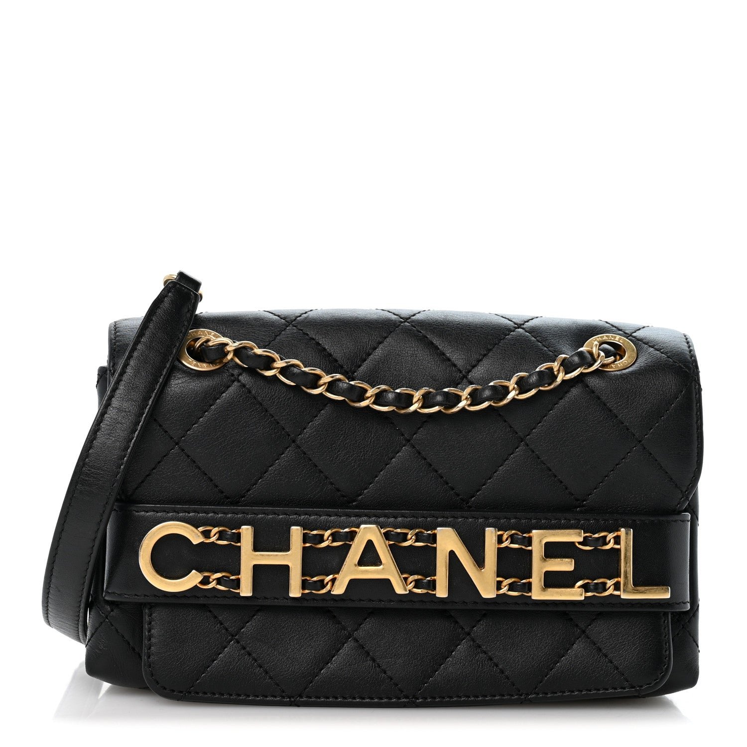 Chanel Calfskin Quilted Small Enchained Flap Black
