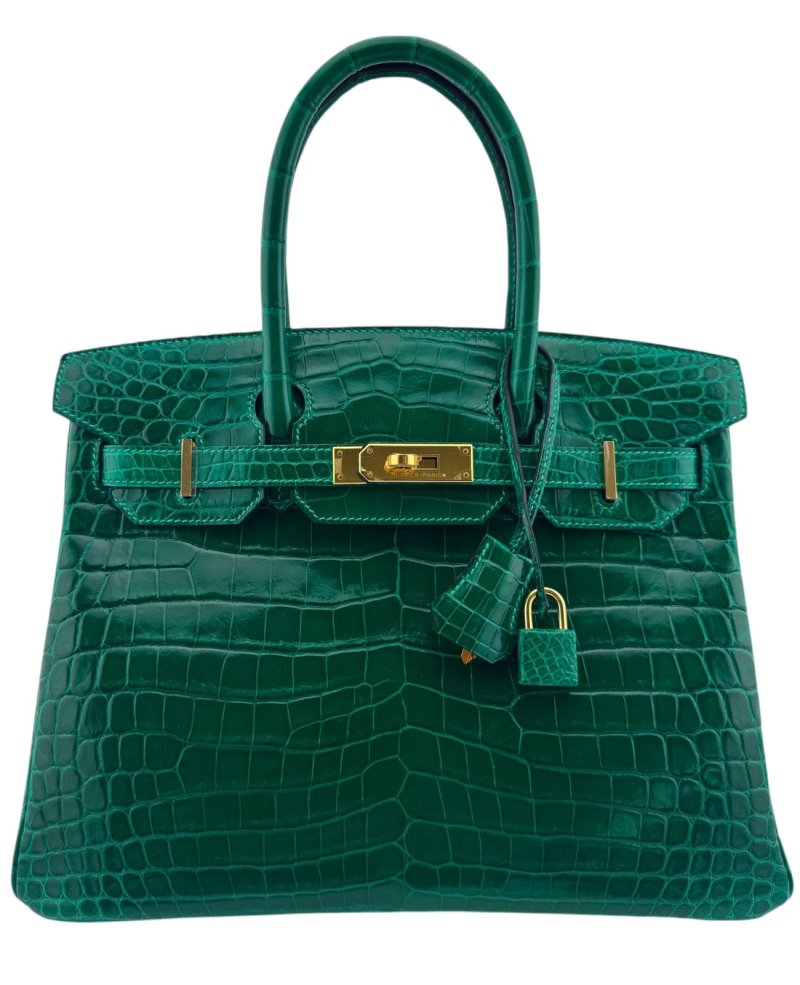 Hermes Emerald Shiny Niloticus Crocodile Birkin 30 Gold Hardware, 2014