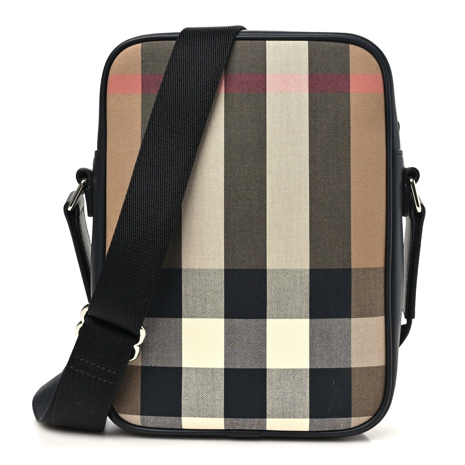 Burberry Canvas Super Exploded Check Vertical Paddy Camera Bag Taupe Brown